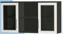 Антресоль большая с двумя стеклодверями ДЛЯ ГОСТИНОЙ АБС-2 Венге/Дуб выбеленный в Муромцево - muromcevo.katalogmebeli.com | фото