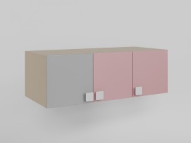 Антресоль на шкаф 3-х створчатый (Розовый/Серый/корпус Клен) в Муромцево - muromcevo.katalogmebeli.com | фото