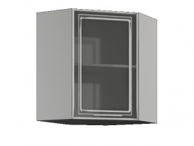 Бетон ШВУС 600*600 Шкаф верхний угловой со стеклом в Муромцево - muromcevo.katalogmebeli.com | фото