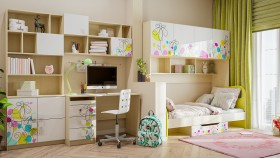 Детская комната Флёр (Белый/корпус Клен) в Муромцево - muromcevo.katalogmebeli.com | фото