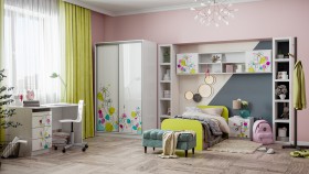 Детская комната Флер (Белый/корпус Выбеленное дерево) в Муромцево - muromcevo.katalogmebeli.com | фото