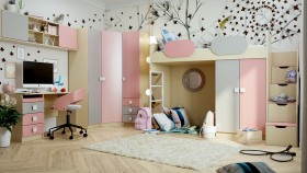 Детская комната Грэйси (Розовый/Серый/корпус Клен) в Муромцево - muromcevo.katalogmebeli.com | фото