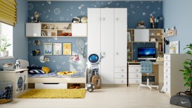 Детская комната Санни (Белый/корпус Клен) в Муромцево - muromcevo.katalogmebeli.com | фото