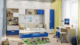 Детская комната Скай Люкс (Синий/Белый/корпус Клен) в Муромцево - muromcevo.katalogmebeli.com | фото