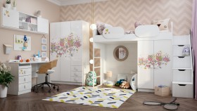 Детская комната Совушки (Белый/корпус Выбеленное дерево) в Муромцево - muromcevo.katalogmebeli.com | фото