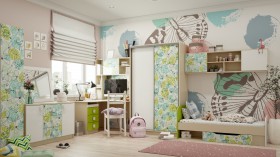 Детская комната Твит (Белый/Зеленый/корпус Клен) в Муромцево - muromcevo.katalogmebeli.com | фото