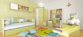 Диван-кровать Эппл (Зеленый/Белый/корпус Клен) в Муромцево - muromcevo.katalogmebeli.com | фото 6