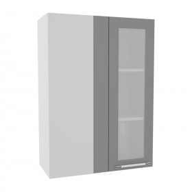 Гарда ВПУС 650 шкаф верхний угловой со стеклом высокий (Белый/корпус Серый) в Муромцево - muromcevo.katalogmebeli.com | фото