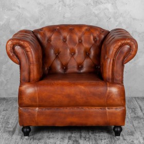Кресло кожаное Лофт Честер-Нью (Коричневый, Рыжий) в Муромцево - muromcevo.katalogmebeli.com | фото 7