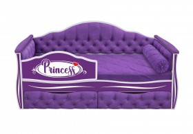 Кровать 160 серии Иллюзия 2 ящика 32 Фиолетовый (мягкие боковые накладки/подушка валик) в Муромцево - muromcevo.katalogmebeli.com | фото