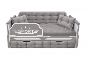 Кровать 160 серии Спорт 2 ящика 45 Серый (подушки) в Муромцево - muromcevo.katalogmebeli.com | фото