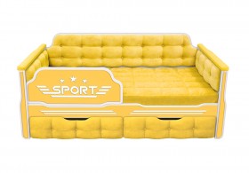 Кровать 160 серии Спорт 2 ящика 74 Жёлтый (мягкие боковые накладки) в Муромцево - muromcevo.katalogmebeli.com | фото
