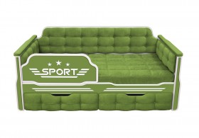 Кровать 160 серии Спорт 2 ящика 76 Зелёный (мягкие боковые накладки) в Муромцево - muromcevo.katalogmebeli.com | фото