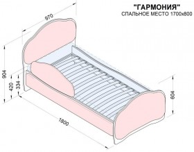 Кровать 170 Гармония 32 Фиолетовый (мягкий бортик) в Муромцево - muromcevo.katalogmebeli.com | фото 2