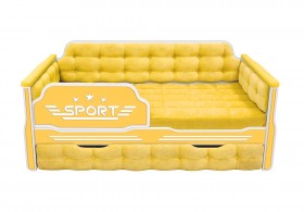 Кровать 190 серии Спорт 1 ящик 74 Жёлтый (мягкие боковые накладки) в Муромцево - muromcevo.katalogmebeli.com | фото