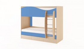 Кровать 2-х ярусная с ящиками (Беленый дуб/Синий) в Муромцево - muromcevo.katalogmebeli.com | фото 1