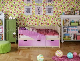 Кровать Бабочки 1,6м (Сиреневый металлик) в Муромцево - muromcevo.katalogmebeli.com | фото 1