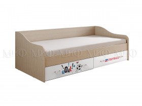Кровать Boy Вега 0,9 м (Дуб беленый/Белый глянец/фотопечать) в Муромцево - muromcevo.katalogmebeli.com | фото