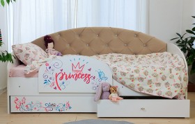 Кровать детская Эльза с бортиком Принцесса Белый/Бежевый в Муромцево - muromcevo.katalogmebeli.com | фото