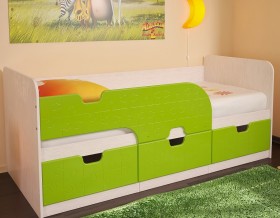 Кровать детская Минима 1,86м с ящиками (дуб атланта/лайм глянец) в Муромцево - muromcevo.katalogmebeli.com | фото