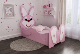 Кровать детская Зайка 1.6 Розовый/Белый в Муромцево - muromcevo.katalogmebeli.com | фото