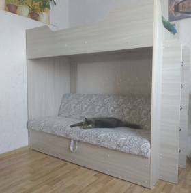 Кровать двухъярусная с диваном (Беленый дуб) в Муромцево - muromcevo.katalogmebeli.com | фото