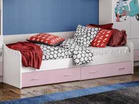 Кровать Fashion-1 Вега 0,9 м (Белый/Розовый) в Муромцево - muromcevo.katalogmebeli.com | фото