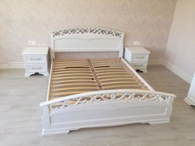 Кровать Грация-1 из массива сосны 1600*2000 Белый античный в Муромцево - muromcevo.katalogmebeli.com | фото 9