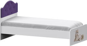Кровать Каспер с мягкой спинкой и фотопечатью (800х1900)Белый/Фиолетовый в Муромцево - muromcevo.katalogmebeli.com | фото