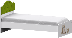 Кровать Каспер с мягкой спинкой и фотопечатью (800х1900)Белый/Лайм в Муромцево - muromcevo.katalogmebeli.com | фото