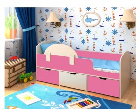Кровать Малыш-мини Дуб молочный/Розовый в Муромцево - muromcevo.katalogmebeli.com | фото