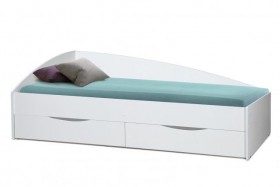 Кровать одинарная "Фея - 3" (асимметричная) (2000х900) New/(белый / белый / ДВПО белый) в Муромцево - muromcevo.katalogmebeli.com | фото