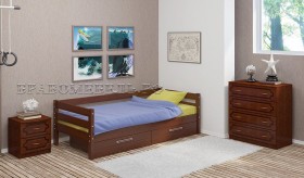 Кровать одинарная ГЛОРИЯ из массива сосны  900*2000 (Орех) в Муромцево - muromcevo.katalogmebeli.com | фото