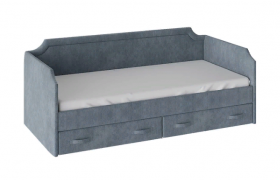 Кровать с мягкой обивкой и ящиками «Кантри» Тип 1 (900) (Замша синяя) в Муромцево - muromcevo.katalogmebeli.com | фото