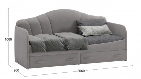 Кровать с мягкой спинкой и ящиками «Сабрина» 900 Светло-серый в Муромцево - muromcevo.katalogmebeli.com | фото 3