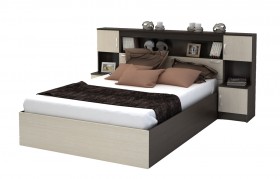 Кровать с прикроватным блоком КР 552 Спальня Basya (венге/белфорт) в Муромцево - muromcevo.katalogmebeli.com | фото