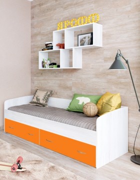 Кровать с выкатными ящиками Винтерберг/Оранжевый в Муромцево - muromcevo.katalogmebeli.com | фото