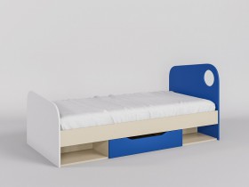 Кровать Скай 1950х950 (Синий/Белый/корпус Клен) в Муромцево - muromcevo.katalogmebeli.com | фото