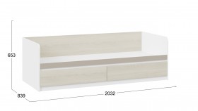 Кровать «Сканди» с 2 ящиками Дуб Гарден/Белый/Глиняный серый в Муромцево - muromcevo.katalogmebeli.com | фото 3