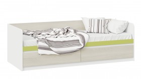 Кровать «Сканди» с 2 ящиками Дуб Гарден/Белый/Зеленый в Муромцево - muromcevo.katalogmebeli.com | фото 1