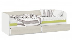 Кровать «Сканди» с 2 ящиками Дуб Гарден/Белый/Зеленый в Муромцево - muromcevo.katalogmebeli.com | фото 2