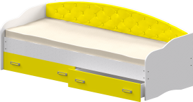 Кровать Софа-7 с мягкой спинкой (800х1900) Белый/Желтый в Муромцево - muromcevo.katalogmebeli.com | фото