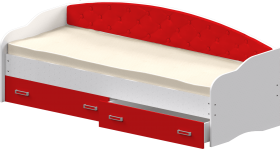 Кровать Софа-7 с мягкой спинкой (800х1900) Белый/Красный в Муромцево - muromcevo.katalogmebeli.com | фото