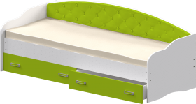 Кровать Софа-7 с мягкой спинкой (800х1900) Белый/Лайм в Муромцево - muromcevo.katalogmebeli.com | фото