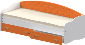 Кровать Софа-7 с мягкой спинкой (800х1900) Белый/Оранжевый в Муромцево - muromcevo.katalogmebeli.com | фото