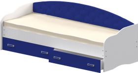 Кровать Софа-7 с мягкой спинкой (800х1900) Белый/Синий в Муромцево - muromcevo.katalogmebeli.com | фото