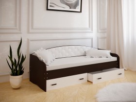 Кровать Софа-7 с мягкой спинкой (800х1900) Венге/ Белый в Муромцево - muromcevo.katalogmebeli.com | фото