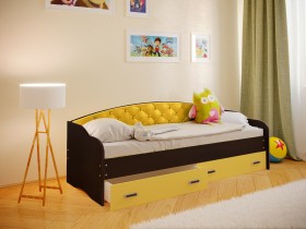 Кровать Софа-8 с мягкой спинкой (900х1900) Венге/Желтый в Муромцево - muromcevo.katalogmebeli.com | фото