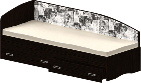 Кровать Софа-9 с мягкой спинкой с рисунком Милана (900х1900) Венге в Муромцево - muromcevo.katalogmebeli.com | фото
