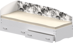 Кровать Софа-9 с мягкой спинкой с рисунком Милана (900х2000) Белый в Муромцево - muromcevo.katalogmebeli.com | фото